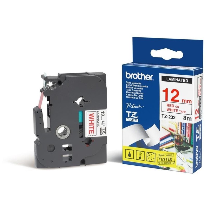 Brother TZe 232 Laminated 12 mm Tape Cassette – Red