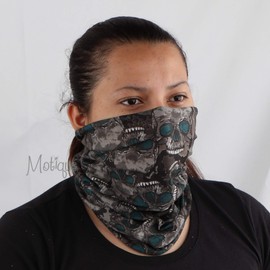Motique Accessories 3 Pack Skull Designs Biker Tube Bandana Neck Gaiter - Grey