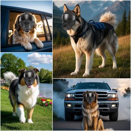 Namsan Dog Goggles Large Breed, Full Face Protective, Tactical Doggie Sunglasses for Medium to Large Dogs, Outdoor Dog Eye Protection, Anti-UV Anti-Fog Windproof, Adjustable, Black