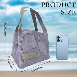 Riadyet 3-Pack Mesh Beach Bags – Large Zippered Totes, Quick-Dry & Foldable for Family, Pool, or Travel(Grey)