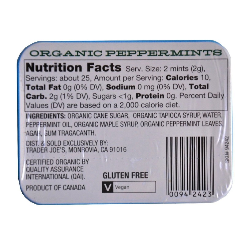 Trader Joe's Organic Peppermints Pack of 2 Vegan Gluten Free