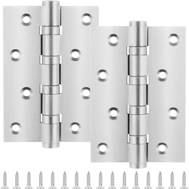 BGOBTY Foldable Hinges, Pack of 2 Stainless Steel Hinges 10 cm, Hinges for Cabinet Doors, Hinge, Door Hinges, Stainless Steel Door Hinges with Screws, for Wooden Door, Garden Gate, Outdoor (Silver)