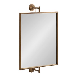 Kate and Laurel Darbridge Traditional Rectangle Pivot Mirror, 20 x 31, Gold, Vintage Adjustable Rectangular Bathroom Wall Mirror Horizontal or Vertical