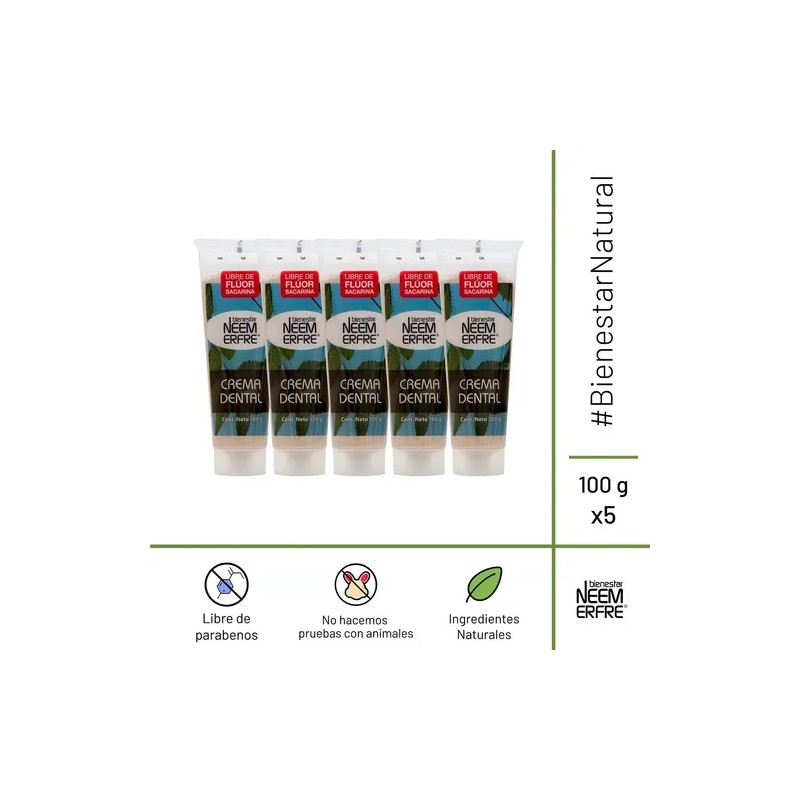 Crema Dental De Neem Artesanal Sin Fluor Natural- Pack De