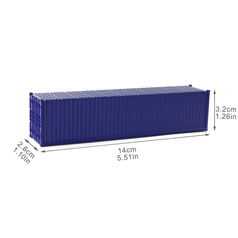 Evemodel 3pcs HO Scale 40ft 1:87 Deep Blue Shipping Container