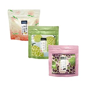 3 Types of Fruit Tea "Koshu Grape Tea 0.08 oz (2 g) x 5p", "Muskmelon Japanese Tea 2 g x 5p", "White Peach Japanese Tea 2 g x 5p" Hanako Fruit Tea Bag Set of 3 Bags Gino Shoten