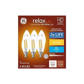 Soft White Decorative LED Candle Bulbs, 60W Replacement (6 Pack) by GE
