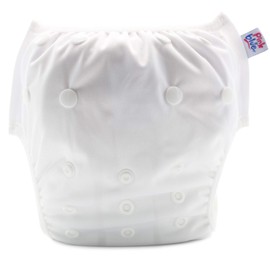 Reusable and Adjustable Baby Swim Nappy in Plain Colours for Boys and Girls (Swimwear) - Size from Newborn to Toddlers - Eco Friendly (White)