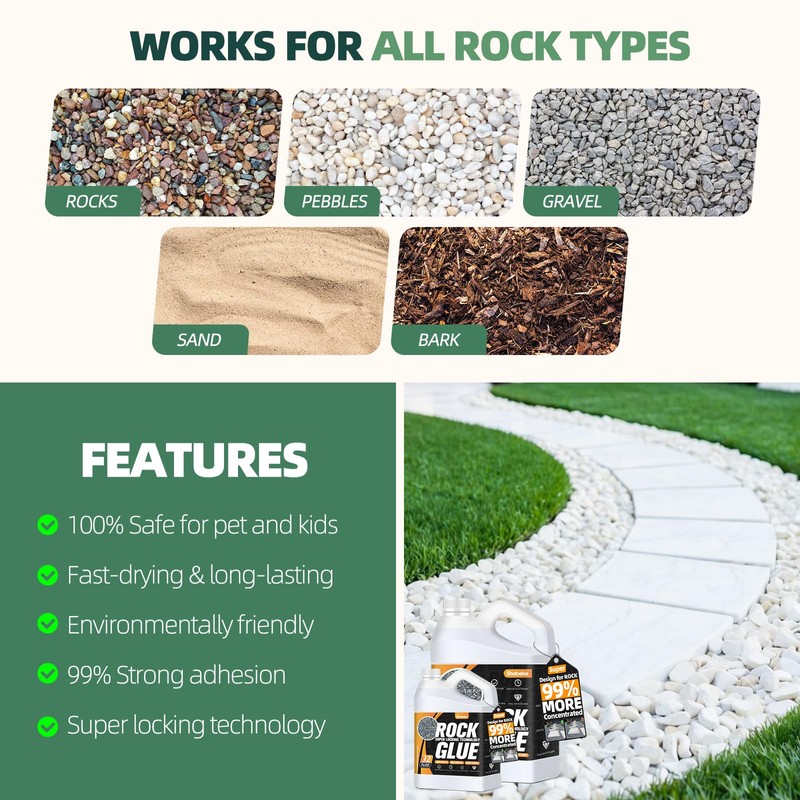 Rock Glue for Landscaping, 32OZ Mulch Glue Fast-Drying Adhesive Rocks,