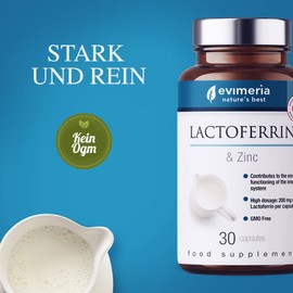 EVIMERIA Lactoferrin 200 mg and Zinc, Helps Strengthen the Immune System, Supplement to Immune Defence, Supplements, Stimulates the Immune Defence