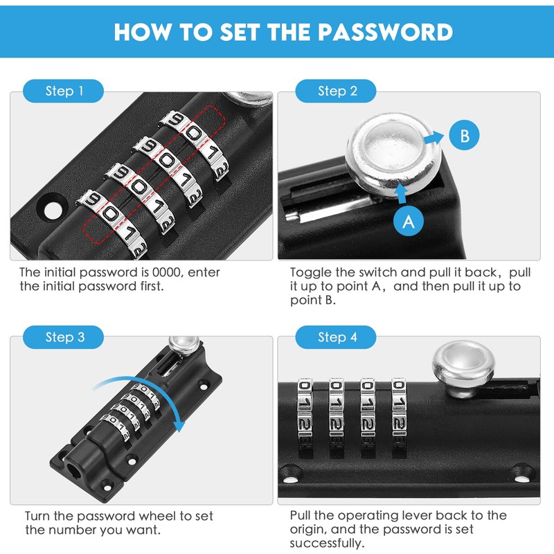 Combination Bolt, Combination Door Lock, Combination Locking Bolt, Tamper Proof