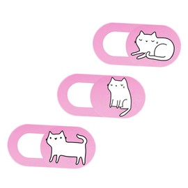 CIYODO 3pcs Adorable Cat Webcam Cover Set Pink Protector for Laptop Tablet and Easy to Install Durable Privacy Slide for Enhanced Security