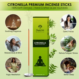 Simply-Vedic Citronella Incense Sticks (Approx 120 Sticks, 250 Grams) Handmade Premium Agarbatti | Lasts 60 Minutes | Ideal for Unity, Harmony and Comfort Indoor and Outdoor