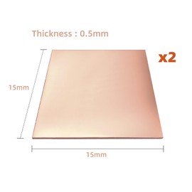 RRRST 2 x Pure Copper Sheet 15 x 15 cm, 0.5 mm Thickness, Copper Purity 99.9%, Square Copper Plate for Jewellery, DIY, Craft, Model Painting