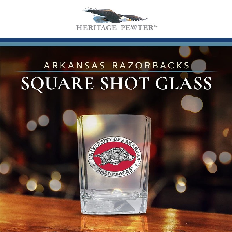 Heritage Pewter University of Arkansas Square Shot Glass | Hand-Sculpted