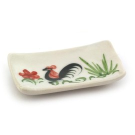 MyTinyWorld 3 x Dolls House Miniature 28mm x 49mm White Ceramic Cockerel Plates