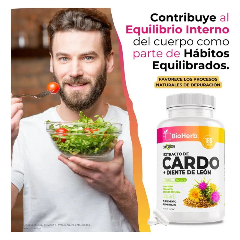 Suplemento Cápsula Bioherb Herbal Cardo Mariano Diente León 90g