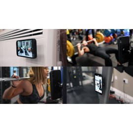 LEESC Magnetic Gym Phone Holder Home Sports Workouts Outdoor Videos Pictures 360° Rotation Multi-use Magnet Black Mount Supports ALL Smartphones