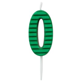Papyrus Number 0 Birthday Candle, Green Stripes (1-Count)