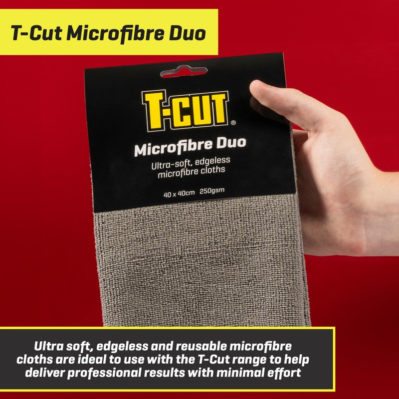 T-Cut Microfibre Cloths Duo, Reusable, Washable Car Cleaning Cloth, Lint