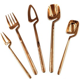 Jade X Ginger Modern Flatware - Luxury Stainless Steel Utensil Elegant Dinnerware Cutlery Set, Dishwasher Safe Forks Knives Spoons, Tableware with Display Gift Case (Rose Gold, 20)
