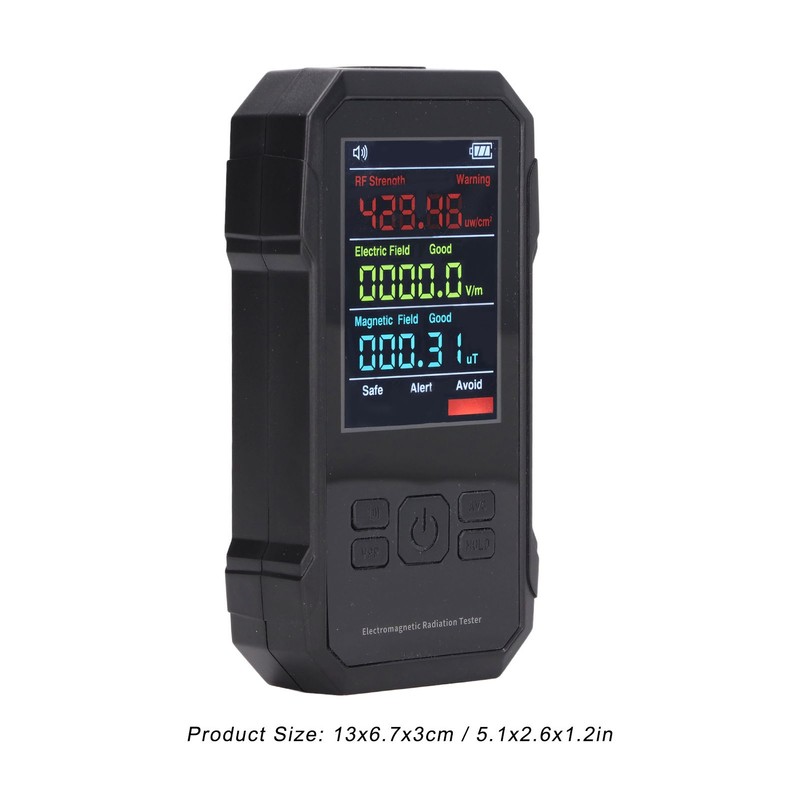 Radiation Detector Black Digital EMF Meter LED Display Handheld RF