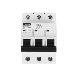 CILIA Circuit Breaker, 3 Modules, DIN Connection (Universal for Any Standard Control Panel), Pole 3P, Switching Capacity 6kA, Voltage 400VAC, Curve C (JVM9-63-3P-10A)