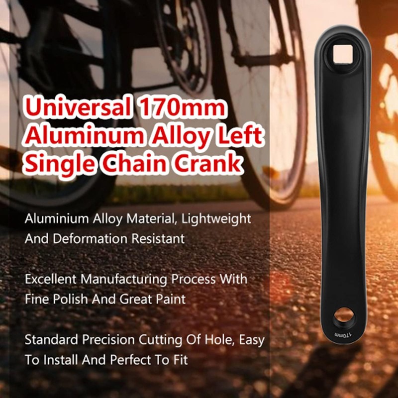 Alomejor Bike crank arm,170mm aluminum alloy single speed crankset left
