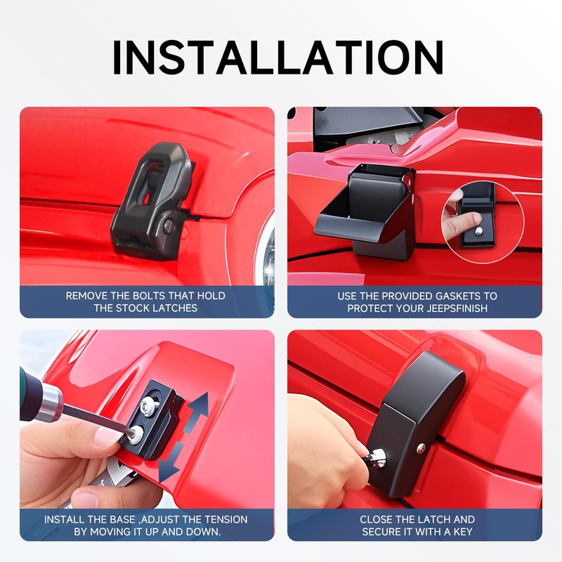 BANHAO Hood Latches Locking Jeep JL JK Hood Lock with