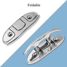 Marine Grade Boat Folding Cleat 6 inch 316 Stainless Steel, Heavy Duty Flip-up Dock Cleat with Back Plate and Installation Accessories(Pack of 2)