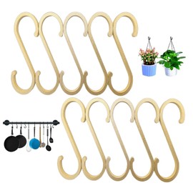 UFOVAOK Pack of 10 S Hooks, Gold, S Shaped Aluminium Hooks, Multi-Purpose Hooks, Lightweight Hooks, Coat Hooks for Clothes Rail, Hooks for Hanging for Bedroom, Bathroom, Kitchen and Office