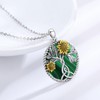 CHENGHONG Malachite Sunflower Necklace for Women 925 Sterling Silver Malachite