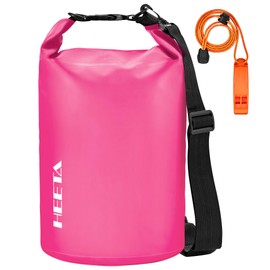 HEETA Waterproof Dry Bag for Women Men, Roll Top Lightweight Dry Storage Bag Backpack with Emergency Whistle for Travel, Kayaking, Boating, Camping, Beach, Cruise Ship Essentials (Rose Red, 20L)