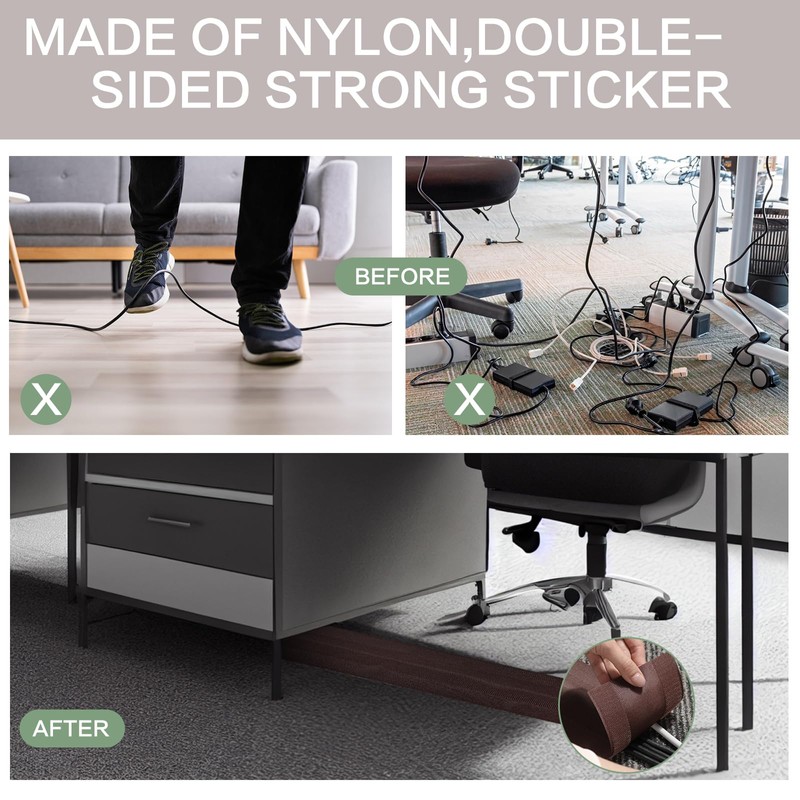 WILLBOND Carpet Cord Cover Cable Protector Floor Cover Cable Protector