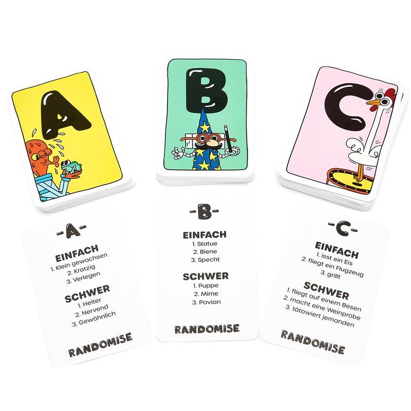 Gamely Games Randomise: Draw, play and describe multicoloured identities (German