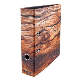 Holzknorz Folder with Motif Office DIN A4 Approx. 8 cm Wide Cardboard Soft Touch Design Elegant Black Wood Effect Brown