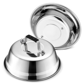 9 inch Cheese Melting Dome for Griddle (2Pcs), Joyfair Stainless Steel Basting Covers Accessories for Outdoor BBQ for Grilling Steak/Steaming Vegetable, Heavy Duty Melt Lid & Heat Proof Handle