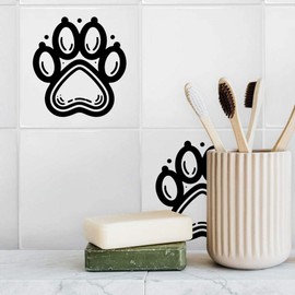'Pet Paw Print' 108mm Square Ceramic Tile (TD00027888)