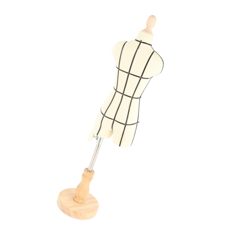 Miniature Dress Form with Stand Wood Base Sewing Mannequin Body