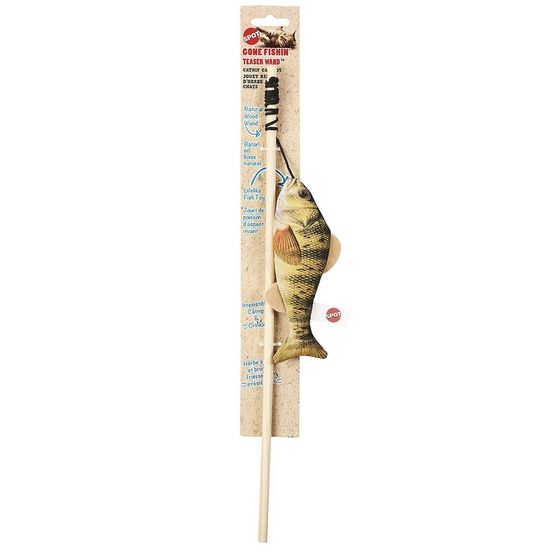 SPOT Fanatic Fish Teaser Wand for Cats – Realistic Fish