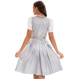 Dirndl Women's Midi Elegant Purple Dirndl Blouse with Blouse Lace & Dirndl & Apron Set 3 Pieces Costume Skirt Knee-Length Long Carnival Oktoberfest Outfit High Closed Costume Dress Elegant, purple