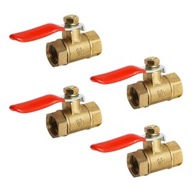 Aopin Ball Valve Brass G 1/4" Female Thread x G 1/4" Female Thread Valve Blocks Water, Oil, Gas Liquids, Vinyl Handle, Suitable for PEX, Copper, HDPE4 Pcs