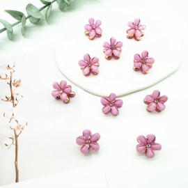 10 Pcs Mini Cute Flower-Shaped Hair Clips for Girls, Multicolor Crystal Hair Barrettes for Long Braid Hairstyles, Flower Hairpin for Women Hair Accessories (10 Pcs- Purple)