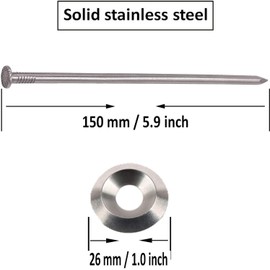 Heavy Duty Stainless Steel Patio Rug Stakes Low-Profile Mat Anchors Rug Gripper, Rug Holder - Easily Secure Your Patio Rug to The Ground - No Rust, No Bending - Easy to Install - Pack of 6