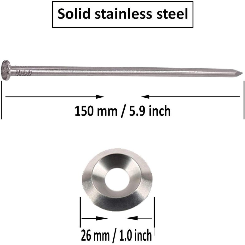 Heavy Duty Stainless Steel Patio Rug Stakes Low-Profile Mat Anchors