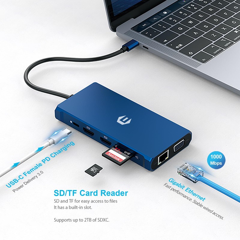 OBERSTER USB C Docking Station, 12 in 1 Triple Display
