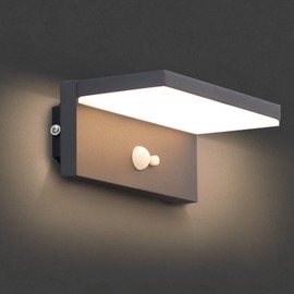 Lustrlach Motion Sensor Solar Wall Lights Outdoor Waterproof LED Solar Wall Sconce Black Dusk to Dawn Modern Porch Wall Mount Lamp for Garage House Patio