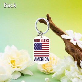 VIESUJI American Flag Keychain for Memorial Day Veterans God Bless America Red White and Blue Decorations 4th of July Decorations US Citizenship Gifts Patriotic Keyring Gifts for Men Women