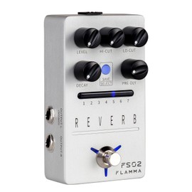FLAMMA FS02 Reverb Pedal Stereo Guitar Effects with 7 Storable Preset Slots 7 Reverb Effects Room Hall Church Cave Plate Spring Mod True Bypass Trail On