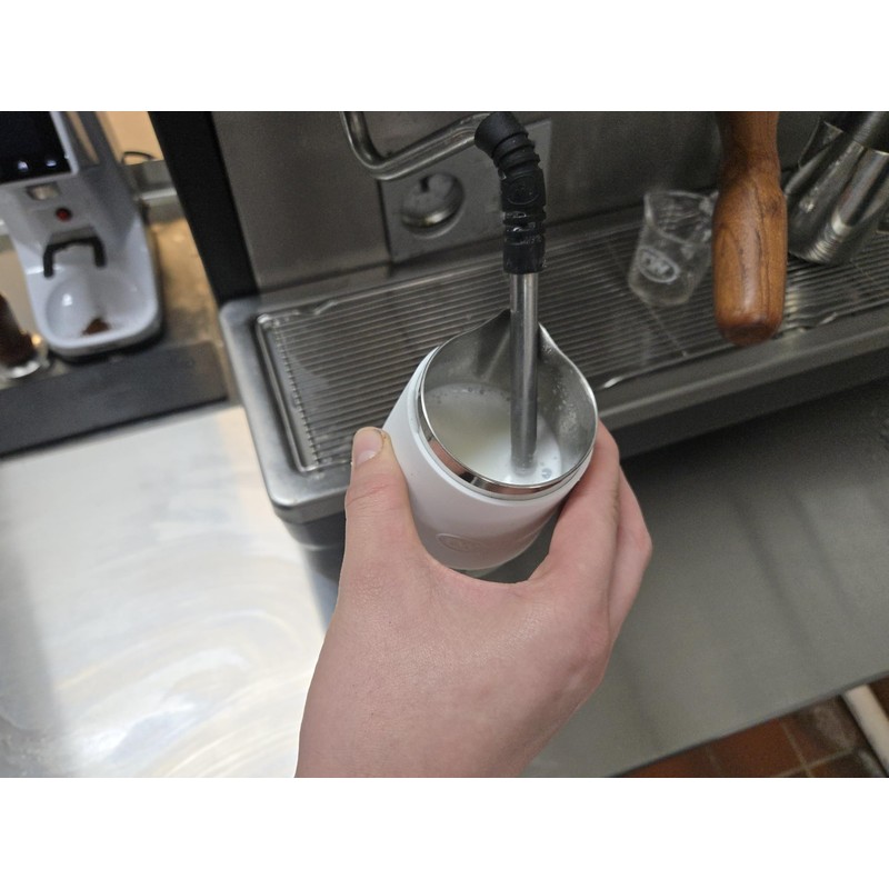 rattleware 12 oz Macchiato Pitcher, Handle Free, Stainless Steel, with